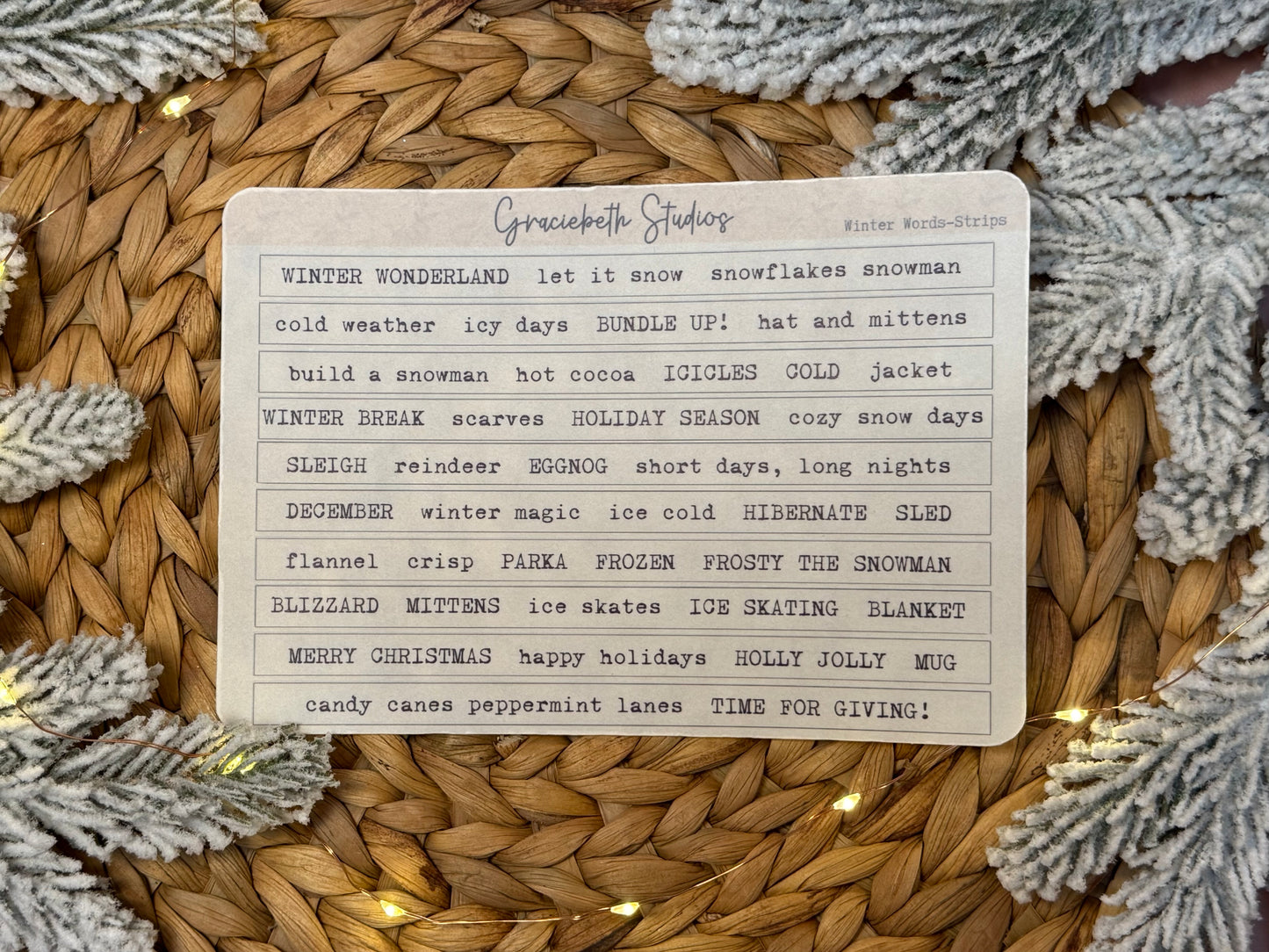 Winter Words Strips Stickers