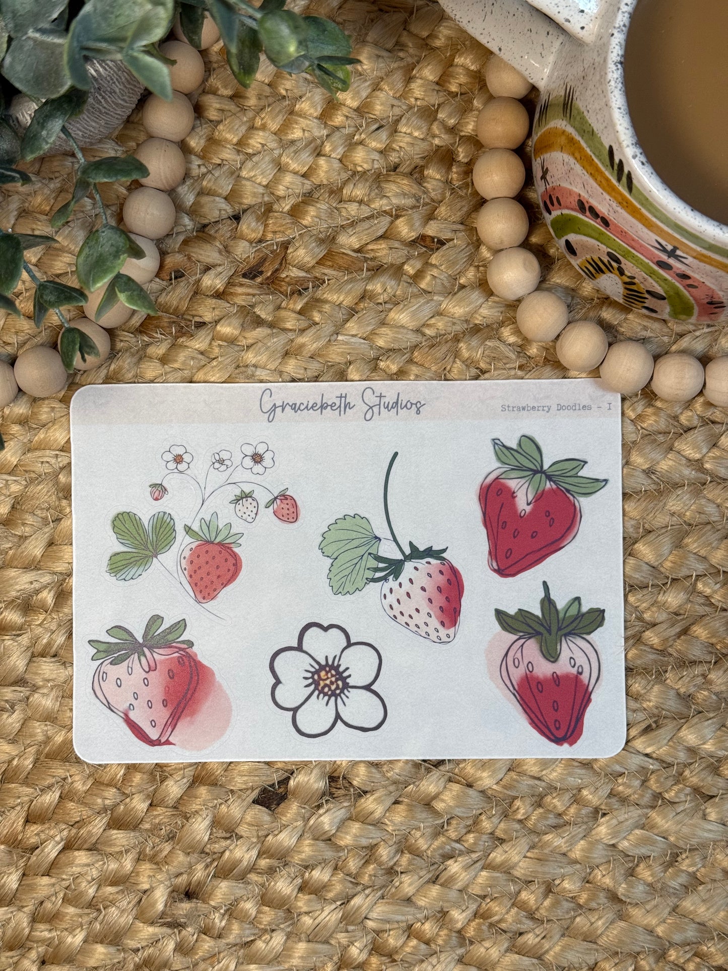 Strawberry Doodles Stickers