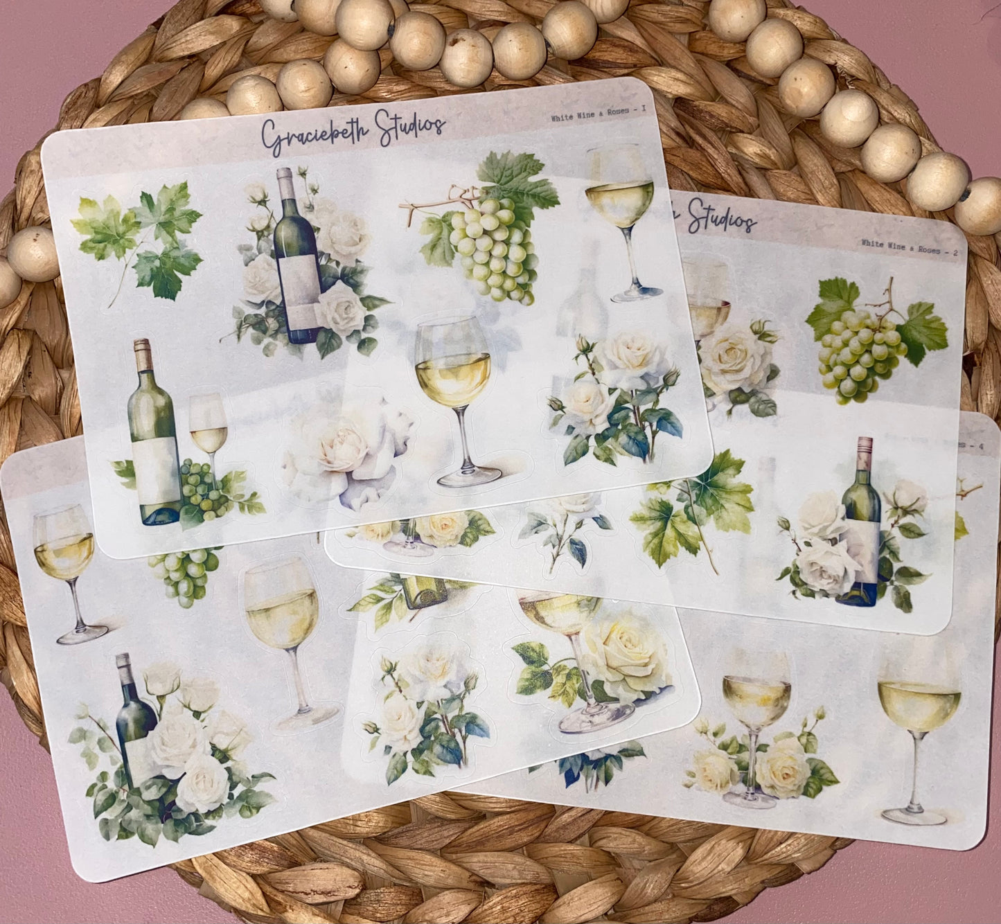 White Wine & Roses Deco Stickers