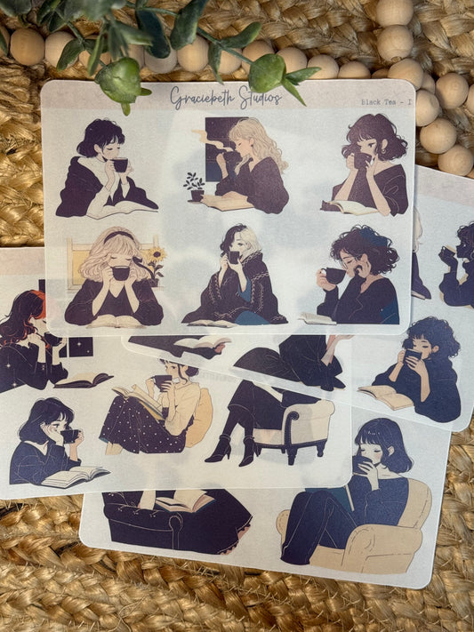 Black Tea Deco Stickers