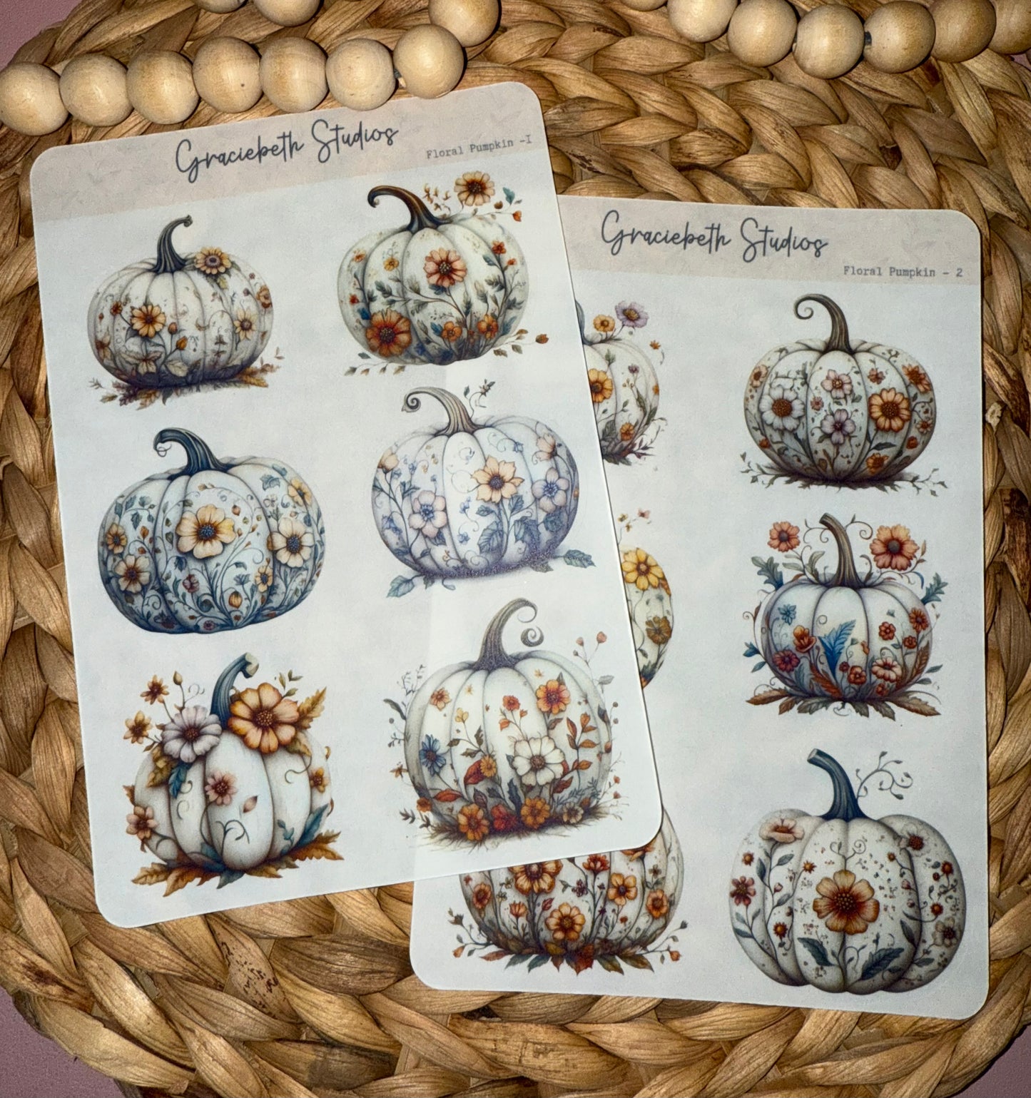 Floral Pumpkin Deco Stickers