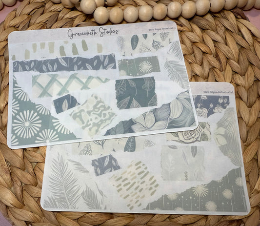 Torn Edges - Sage Botanical Deco Stickers