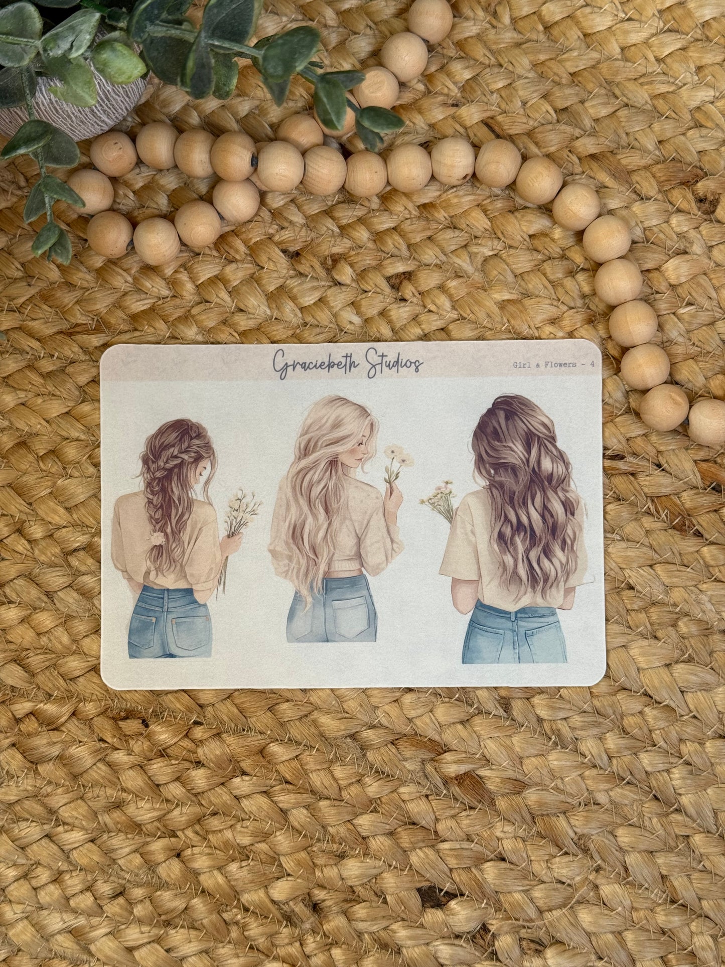 Girl & Flowers Deco Stickers