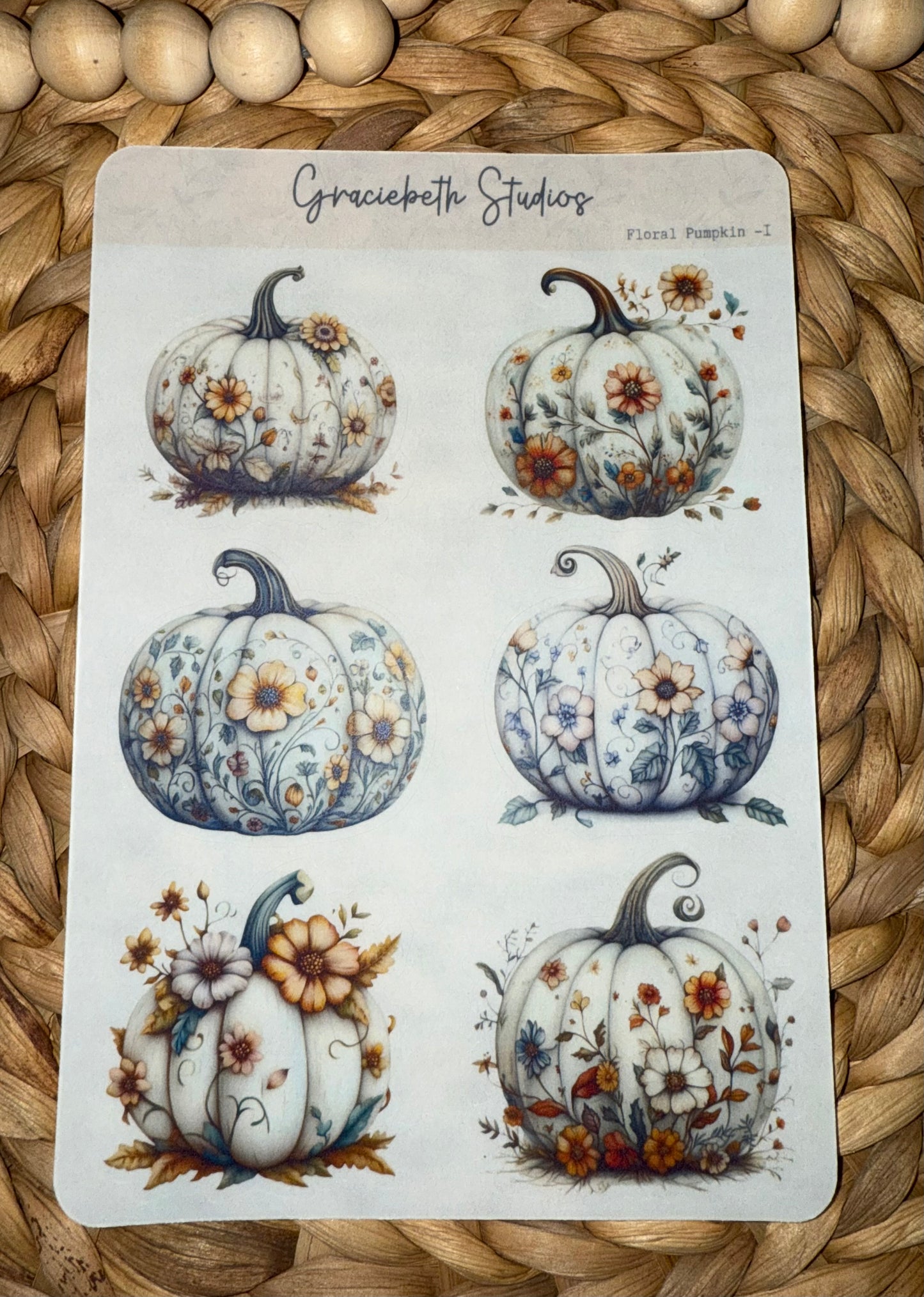 Floral Pumpkin Deco Stickers