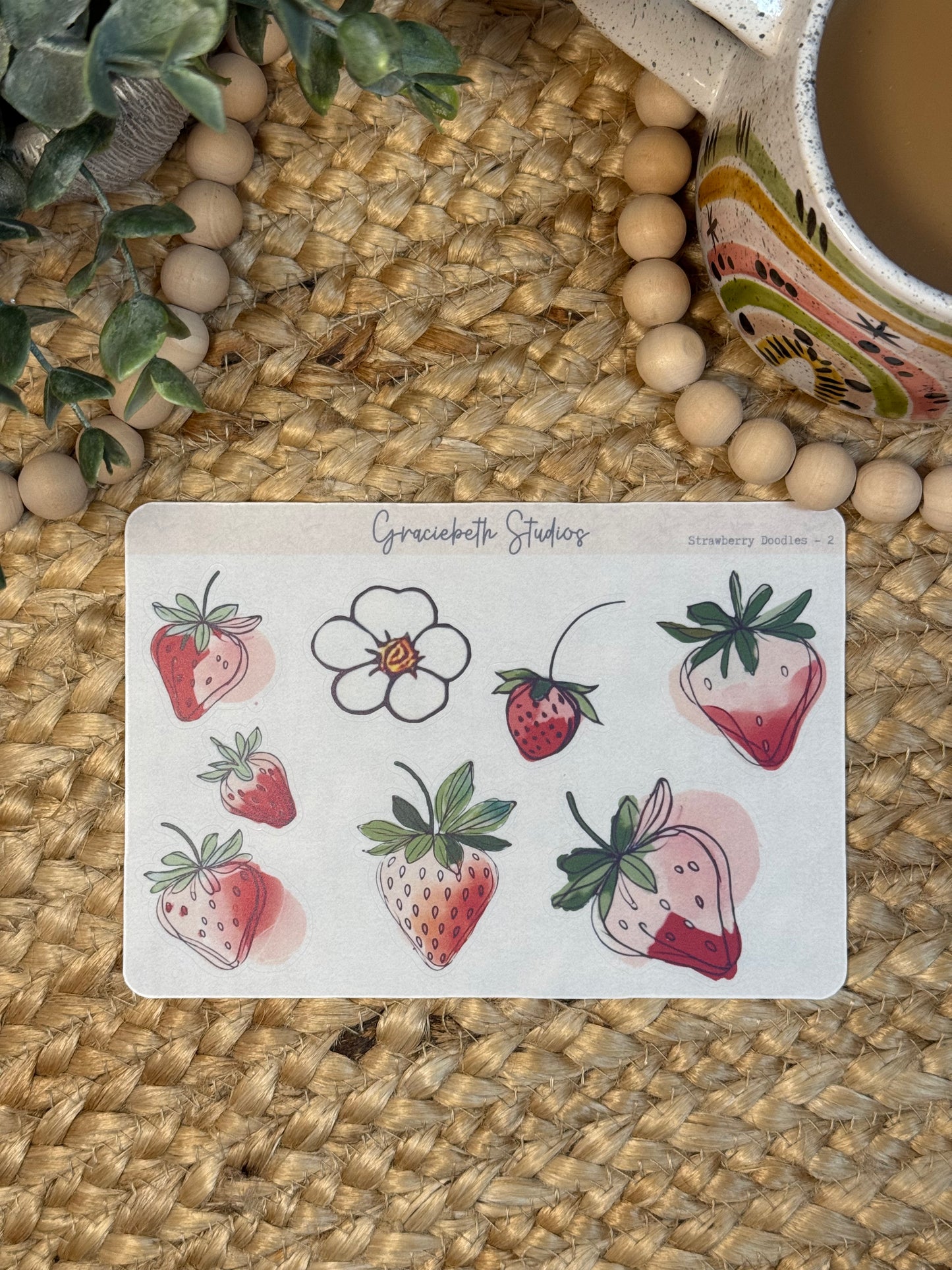 Strawberry Doodles Stickers