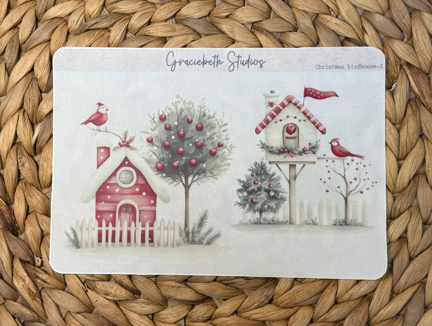 Christmas Birdhouse Deco Stickers