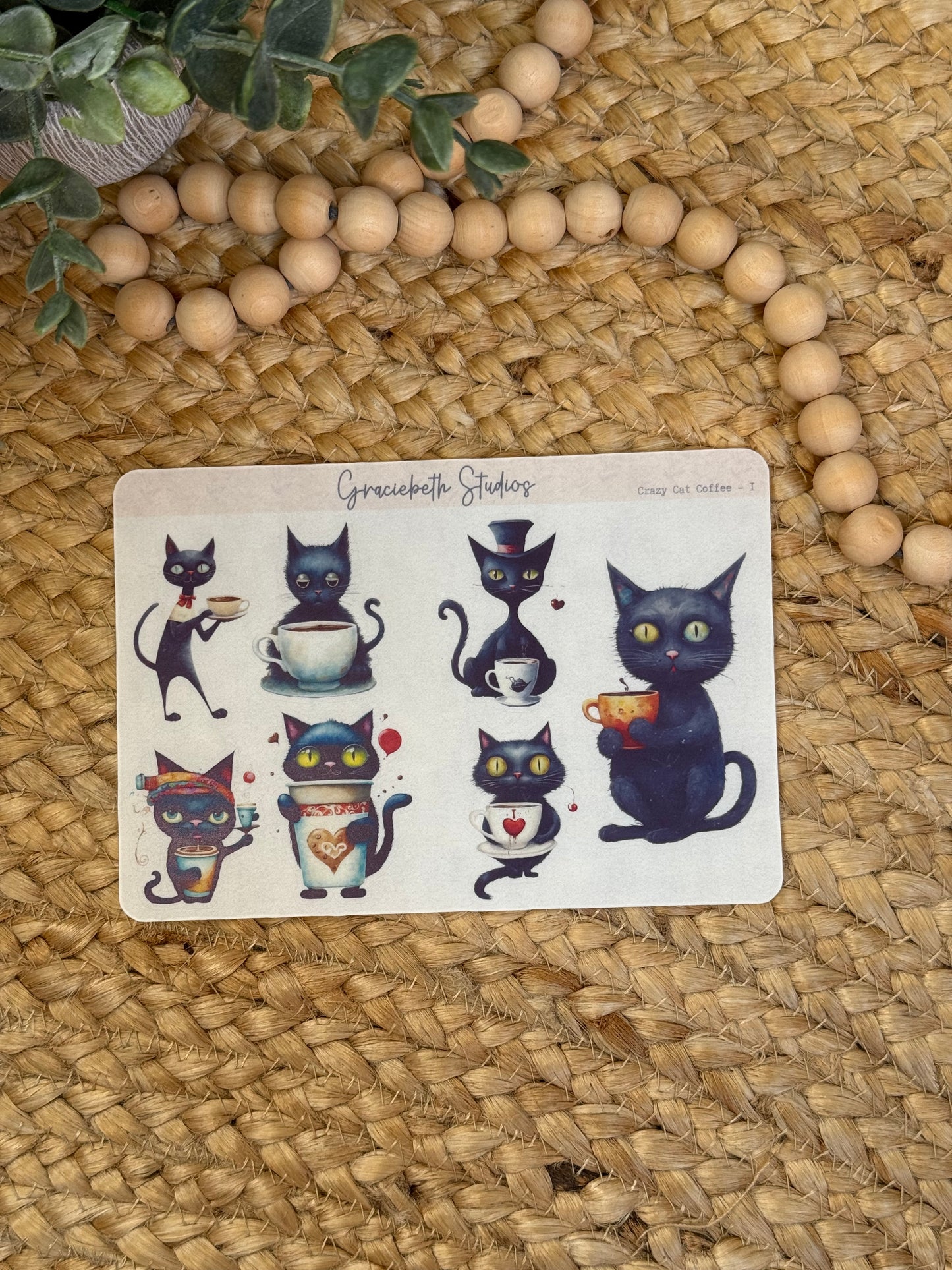Crazy Cat Coffee Deco Stickers