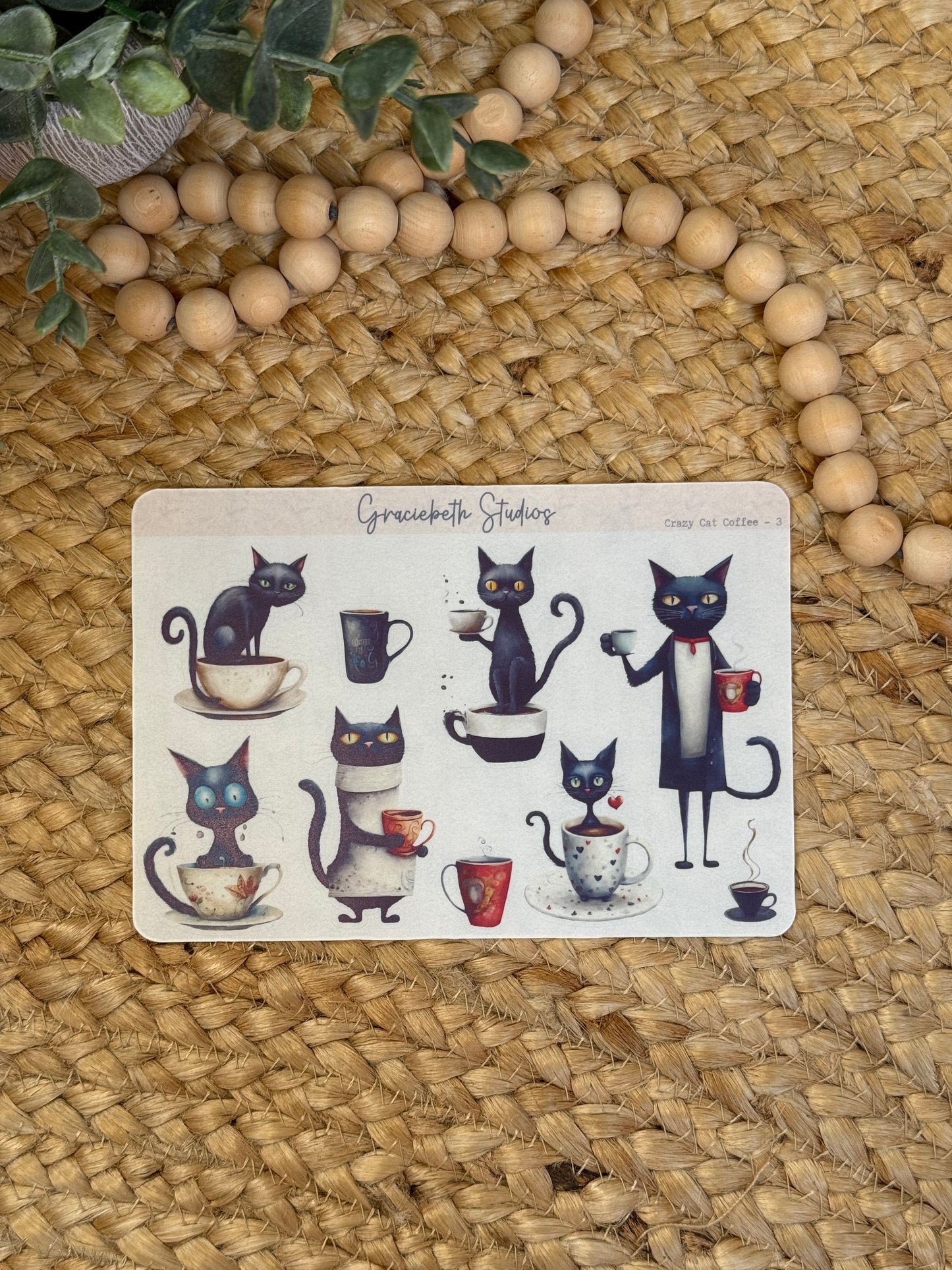 Crazy Cat Coffee Deco Stickers