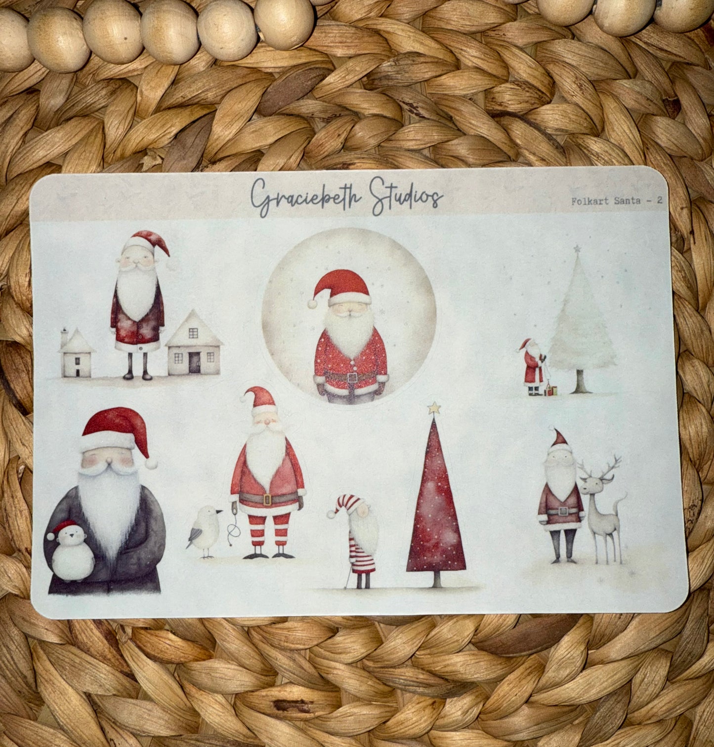 Folkart Santa  Deco Stickers