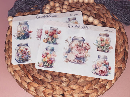 Flowery Jars Deco Stickers