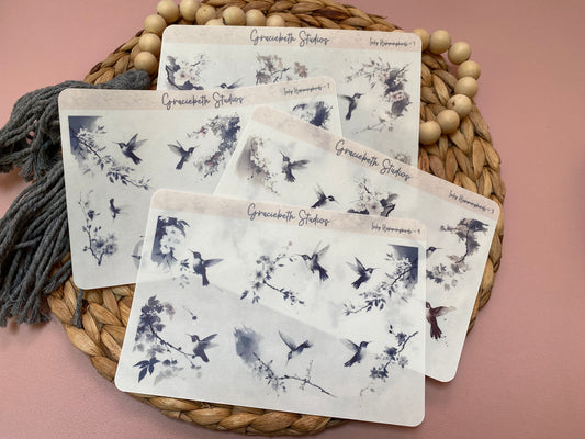 Inky Hummingbirds Deco Stickers