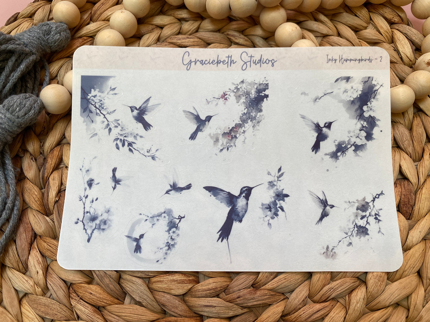 Inky Hummingbirds Deco Stickers