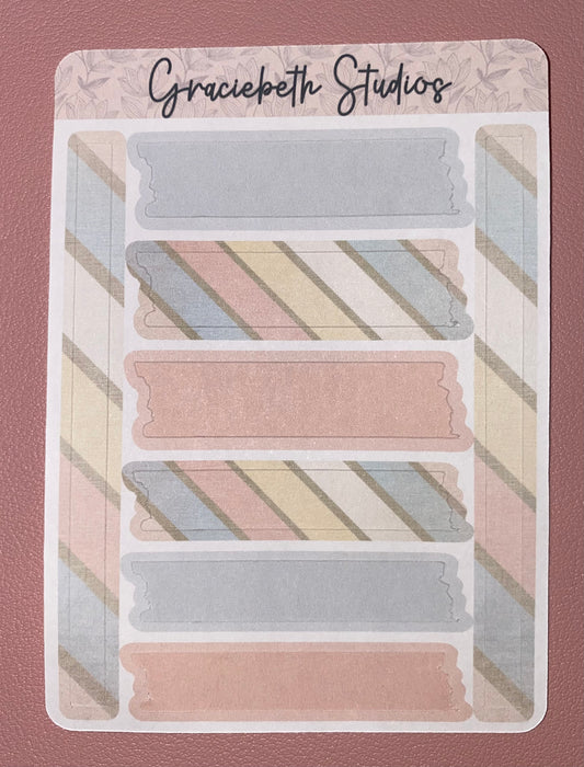 Faux Washi Sticker Set - Pastel Stripes