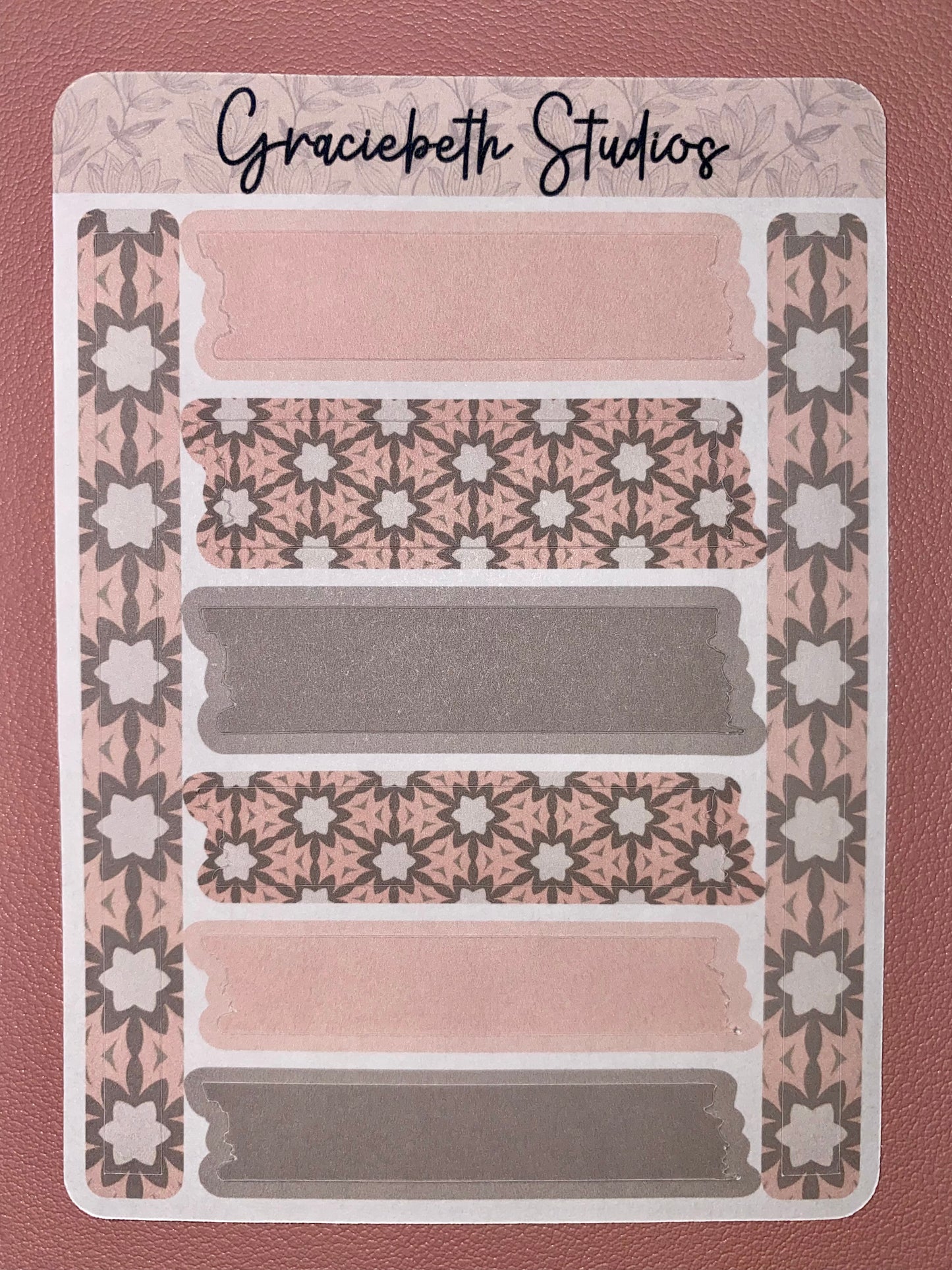 Faux Washi Sticker Set - Pink and Gray